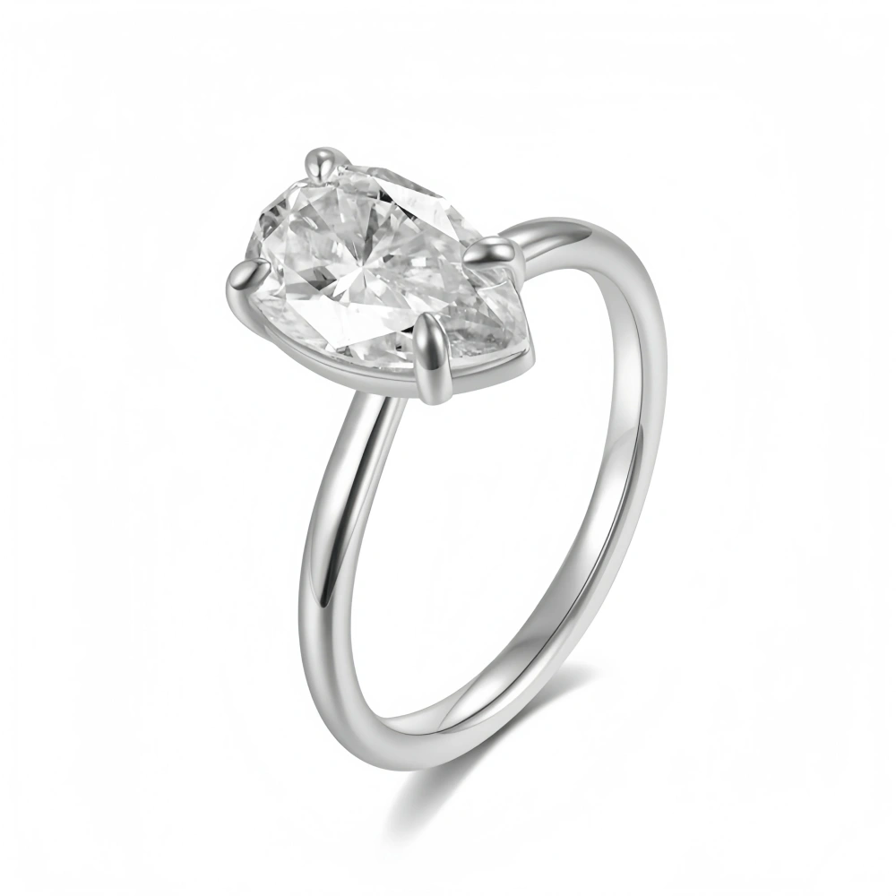 Veeie Veein Fashion S925 Sterling Silver Ring Moissanite GRA Certificate Water Droplet Claws Ring Trend Ring Jewelry