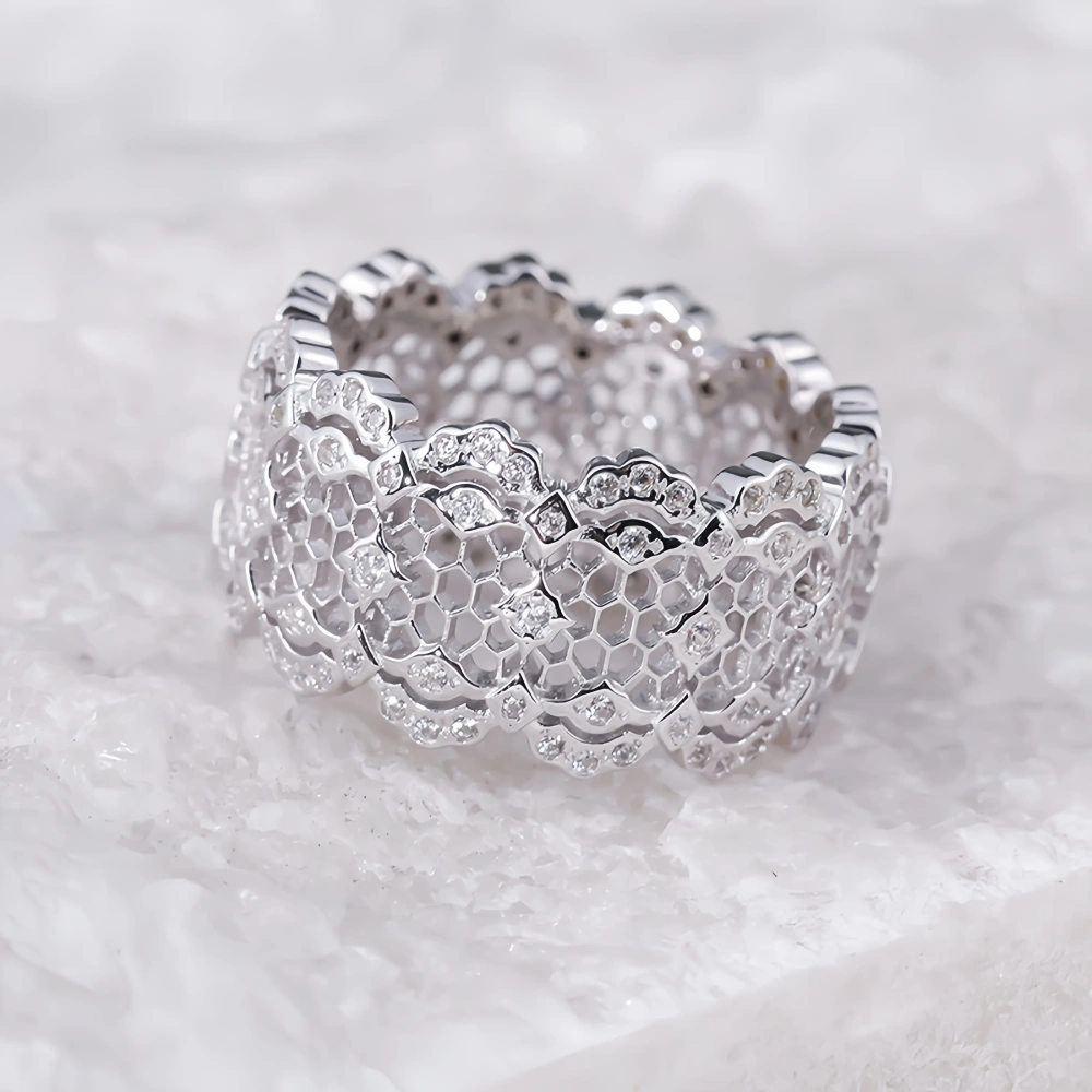 Mushan Luxury Brand Heavy Industry Color Separated Lace Ring Women New Retro Pure Silver 925 Plated With Real Gold Jewelry