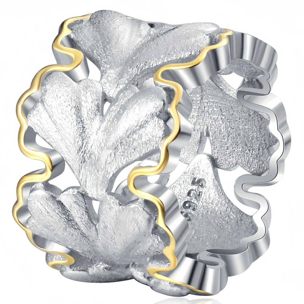 Mushan Luxury Brand Retro S925 Sterling Silver, Italian Brushed Finish, Ginkgo Leaf Gold Pendant For Women