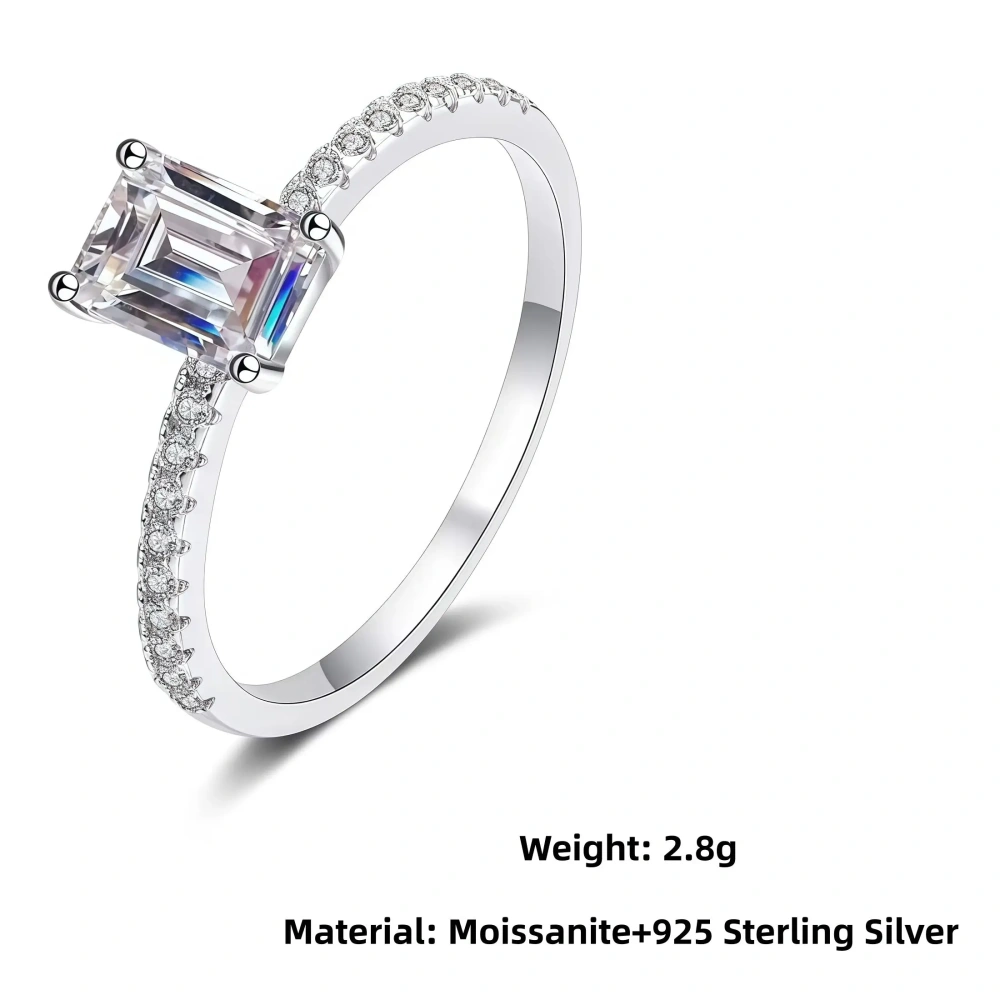 Veeie Veein Brand Designer S925 Sterling Silver GRA Certificate Ring Female Full Inlay 5*7 Moissanite Sugar Ring Jewelry