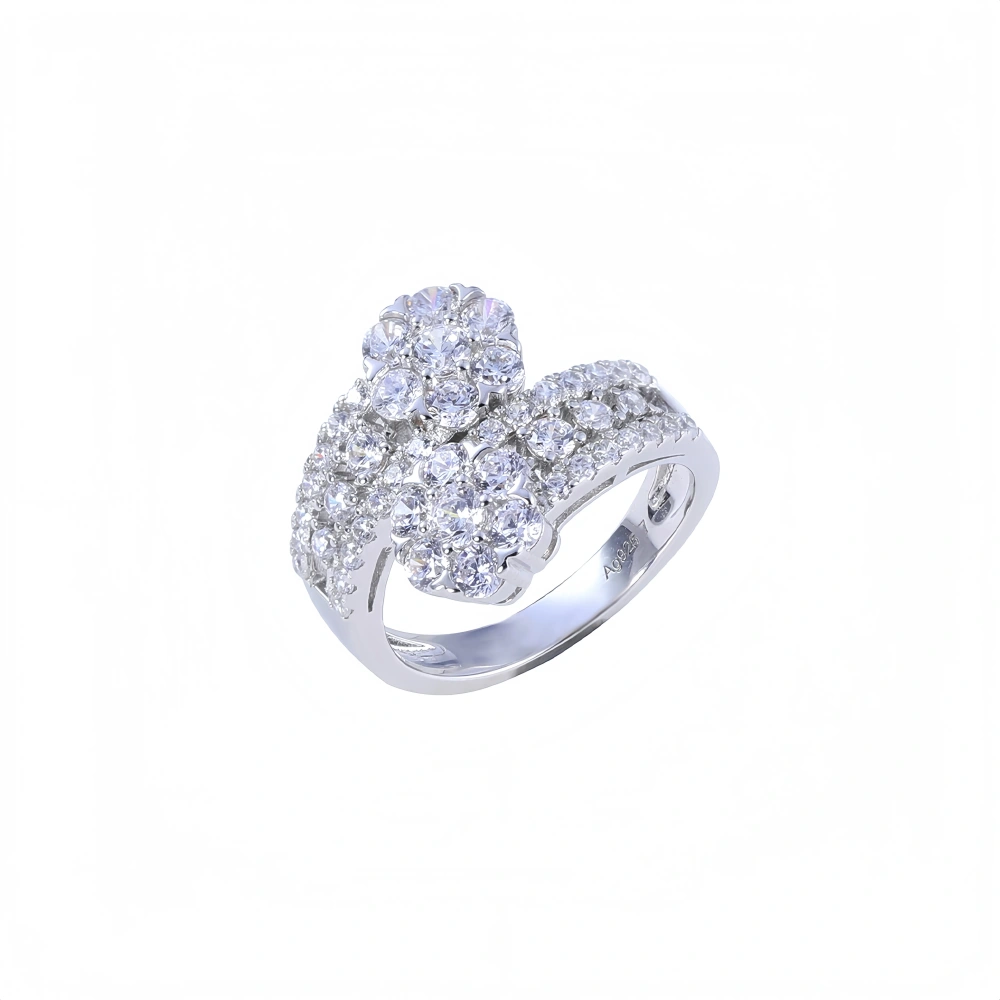 Mushan Luxury Brand Luxury 925 Sterling Silver Ring Double Snow Flake Flower Opening Ring Women Fine Jewelry