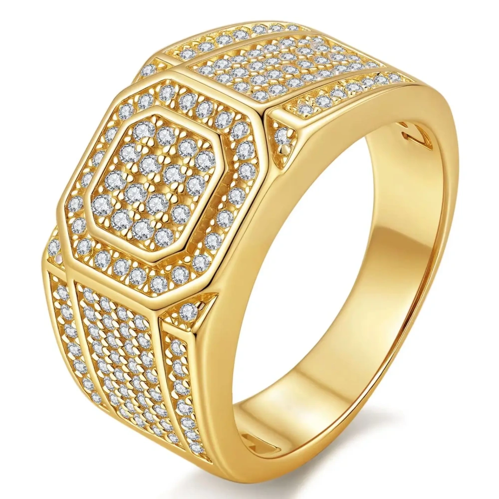 Veeie Veein Luxury Brand GRA Certificate S925 Sterling Silver Ring Hip-Hop Three-Dimensional Starry Sky Moissanite Men'S A