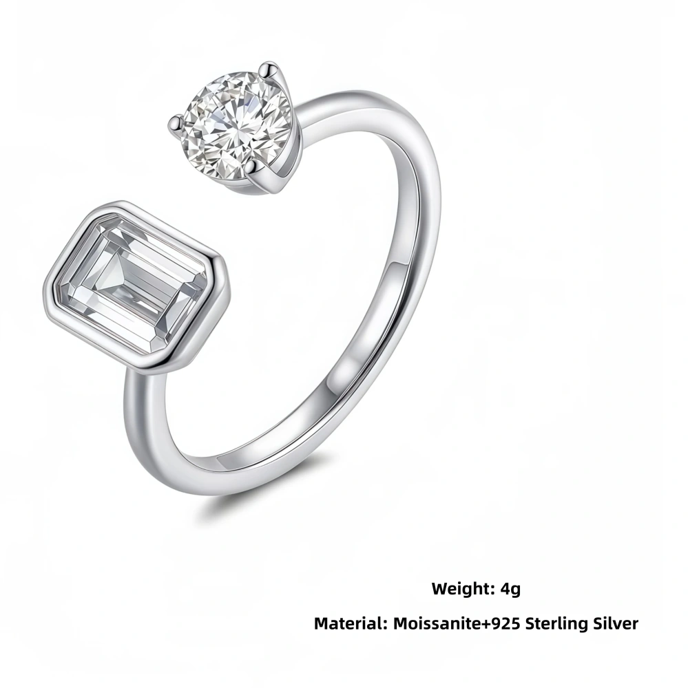 Veeie Veein Luxury Brand New Products GRA Certificate Of 5*7 Moissanite Opening Adjustable S92 Sterling Silver Rings Jewelry