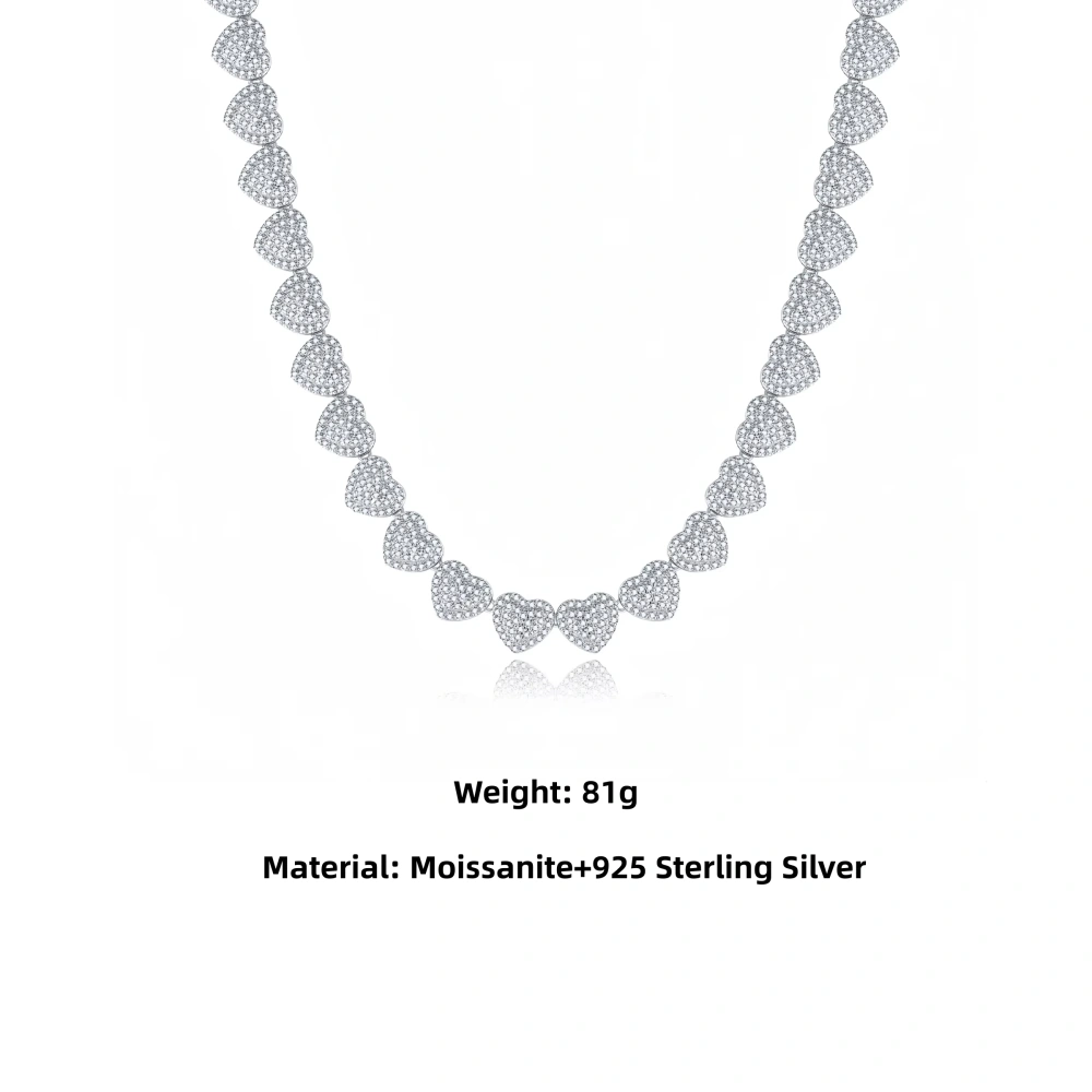 Veeie Veein Brand S925 Sterling Silver Heart Shaped Necklace With Moissanite Trendy GRA Certificate Women Necklace Jewelry