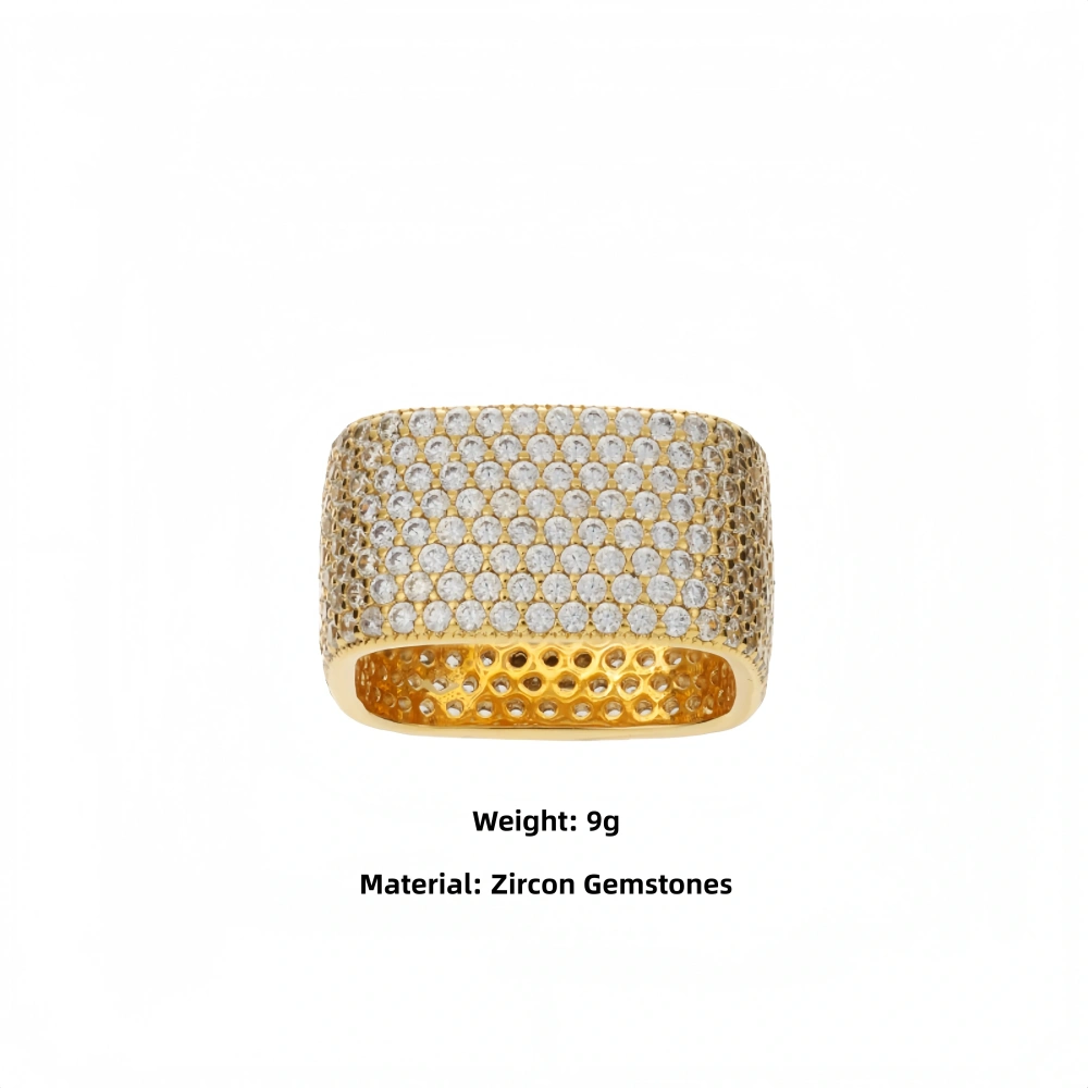 Mushan Luxury Brand New All Diamond  Light Luxury  Wide Square Ring For Women  Silver And Gold Plated Couple Rings