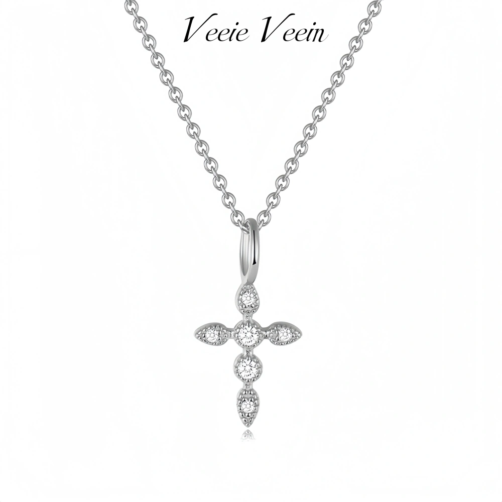 Veeie Veein Luxury Brand S925 Sterling Silver Accessory Women S Moissanite Necklace GRA Certificate Cross Necklace