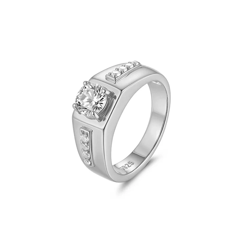 Veeie Veein Luxury Brand S925 Sterling Silver 1-Carat Moissanite GRA Certificate Ring Niche Accessory For Men Jewelry