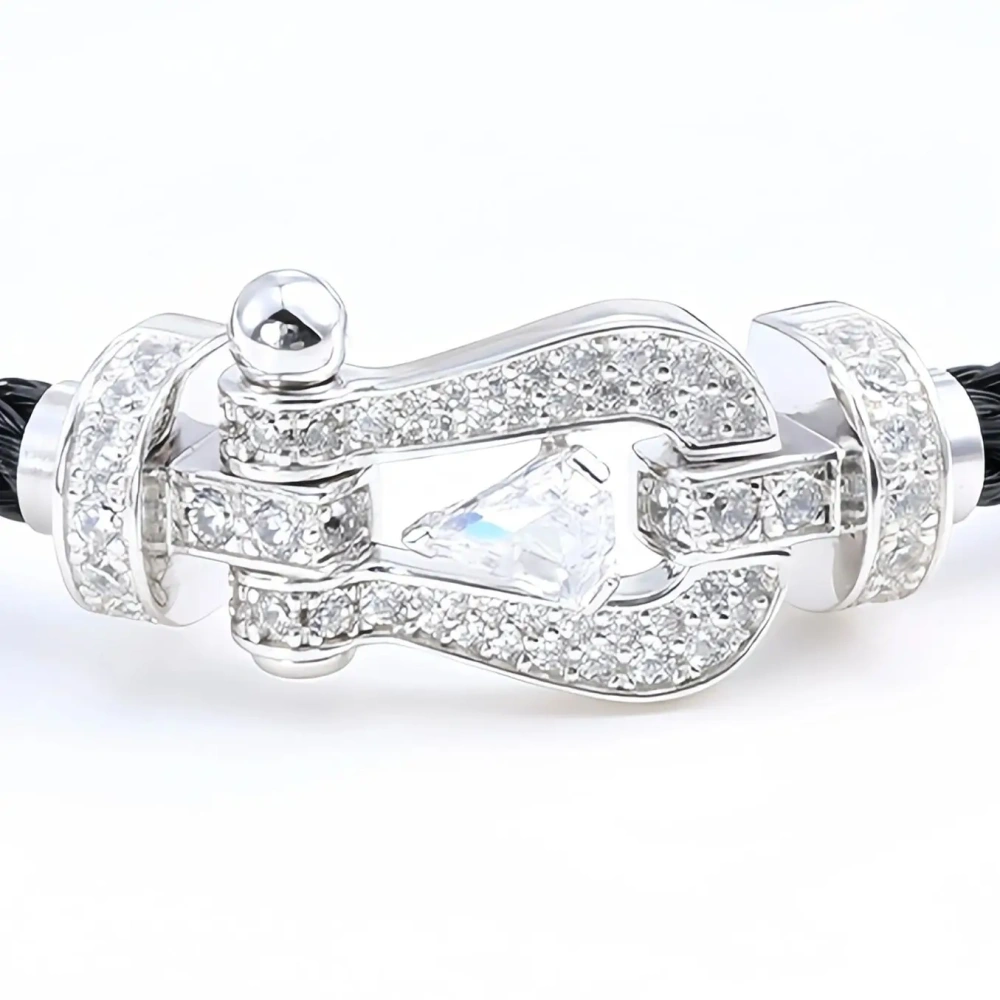 Mushan Luxury Brand Horseshoe Buckle Zircon Diamond Studded Bracelet Gold Plated 925 Sterling Silver Bracelet For Women Jewelry