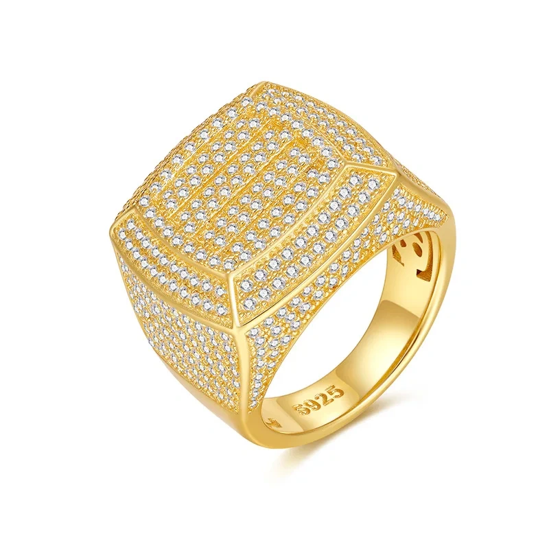 Veeie Veein Luxury Brand New S925 Sterling Silver Moissanite Ring GRA Certificate Light Luxury Hip-Hop Ring Men Jewelry