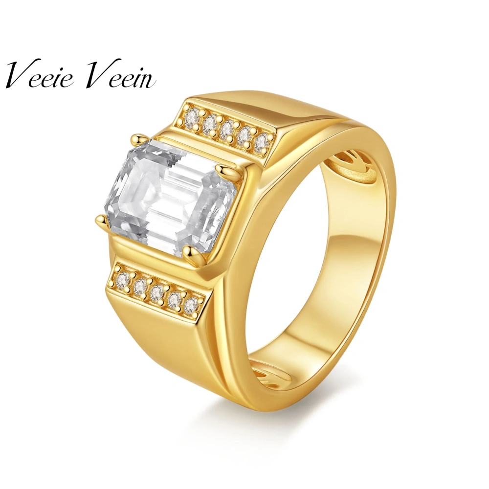 Veeie Veein Luxury Brand High Quality S925 Sterling Silver Ring 3-Carat Emerald-Cut Ring GRA Certificate  Ring Jewelry