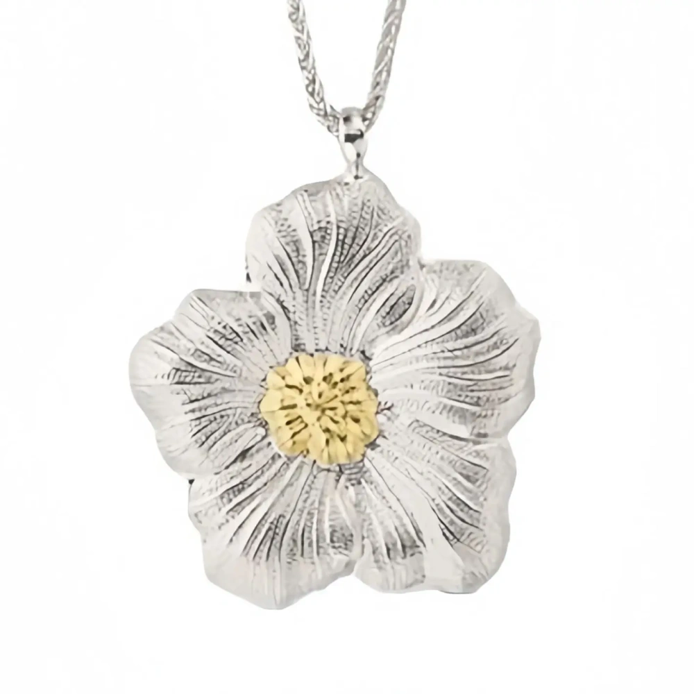 Mushan Luxury Brand 18K Gold Plated Gardenia Flower Necklace 925 Sterling Silver Zircon Pendant Necklaces Fine Jewelry