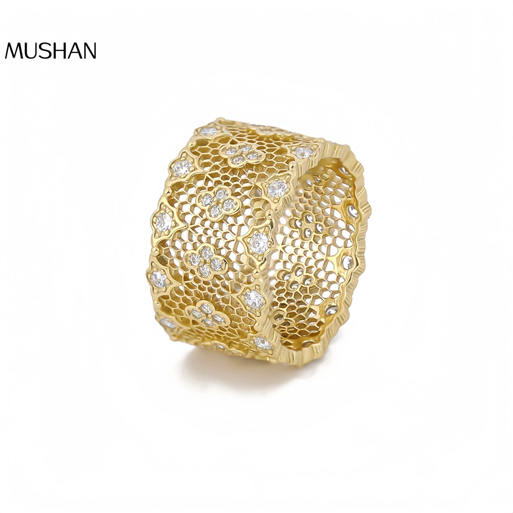 Mushan Luxury Brand The New S925 Sterling Silver Lace Ring, A Wide Version For Women, Is A Live-Streaming Bestseller