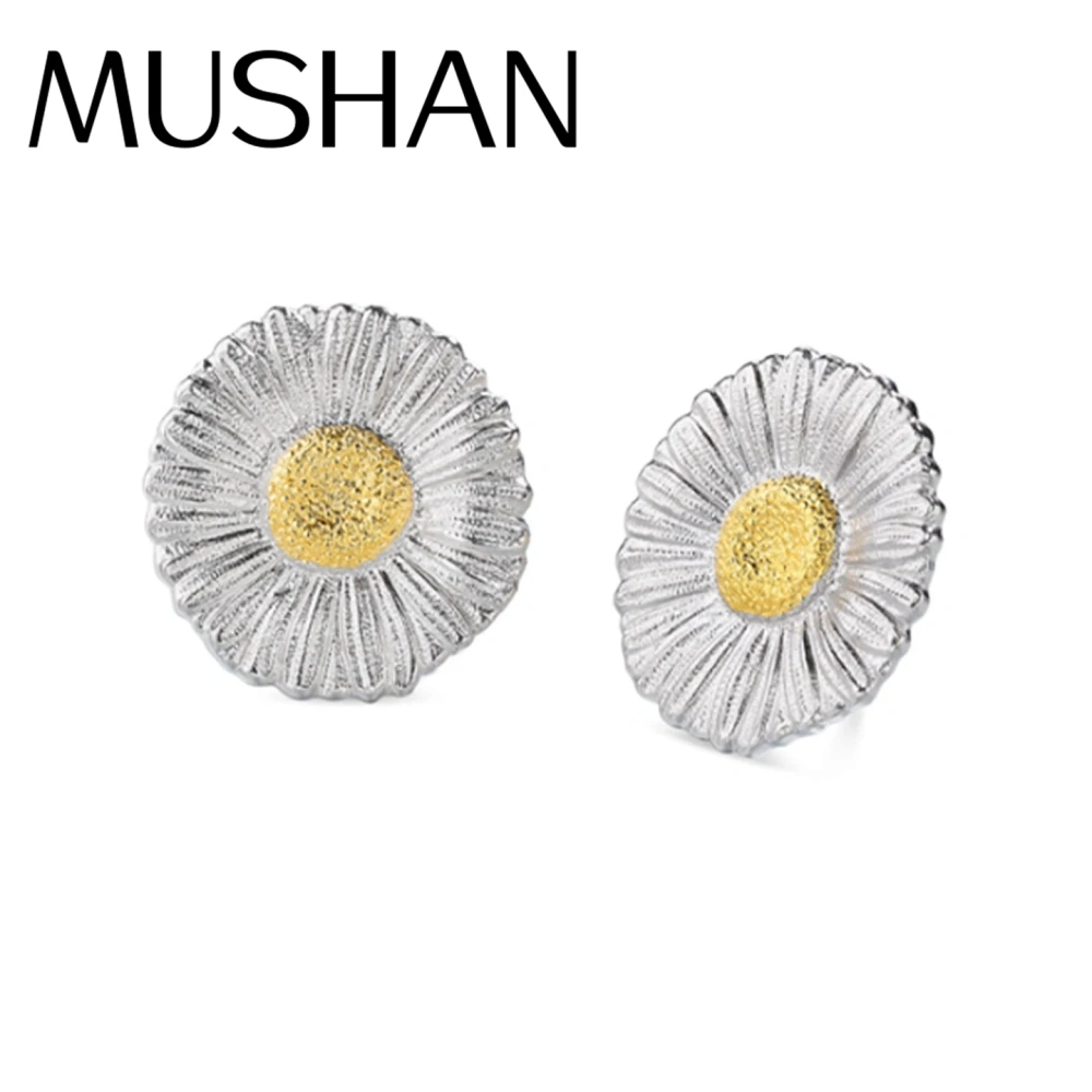 Mushan Luxury Brand Luxury 925 Sterling Silver Earrings Flower Daisy Stud Earrings For Women Fine Jewelry