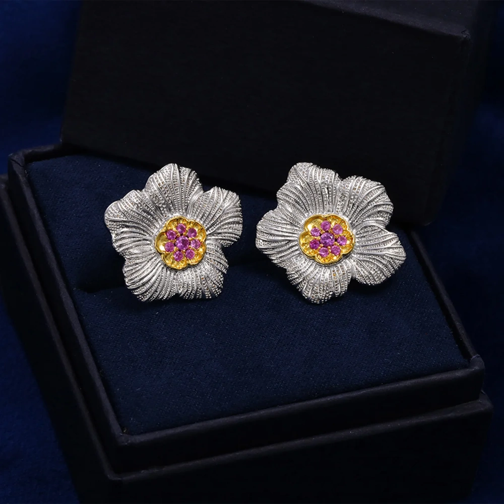 Mushan Luxury Brand Fashion High Quality Gardenia Flower Ear Studs 925 Sterling Silver Plated Earrings Bestsellers Jewelry