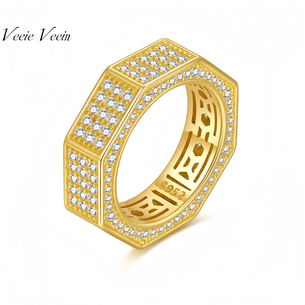 Veeie Veein Brand Luxury Brand Designer Moissanite Octagonal S925 Sterling Silver Rings GRA Certificate Jewelry