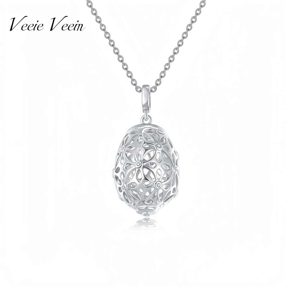 Veeie Veein Luxury Brand S925 Sterling Silver Moissanite Necklace Spherical Rotating Pendant Pendant For Women Necklace Jewelry