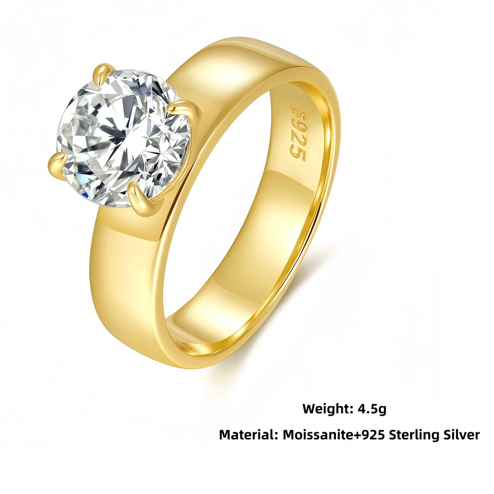 Veeie Veein Fashion S925 Sterling Silver Ring Moissanite GRA Certificate 2 Carats Four Claws Ring Trend Ring Jewelry