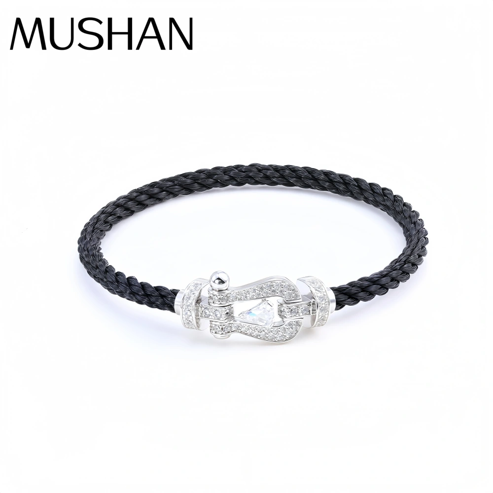 Mushan Luxury Brand Horseshoe Buckle Zircon Diamond Studded Bracelet Gold Plated 925 Sterling Silver Bracelet For Women Jewelry