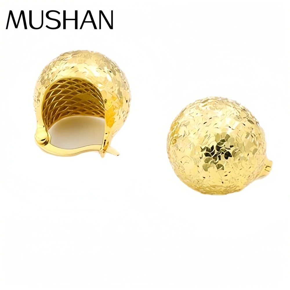 MuShan Luxury Brand Lrregular Bulb Pinecone Earrings Ear Studs Brushed Gold 18K Gold Plated 925 Sterling Silver Stud Earrings