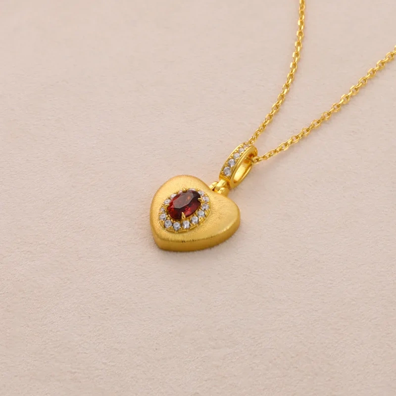Mushan Luxury Brand Bestseller Brushed Heart-Shaped Pendant Necklace Women  New Pure Silver Collarbone Chain Necklace Jewelry