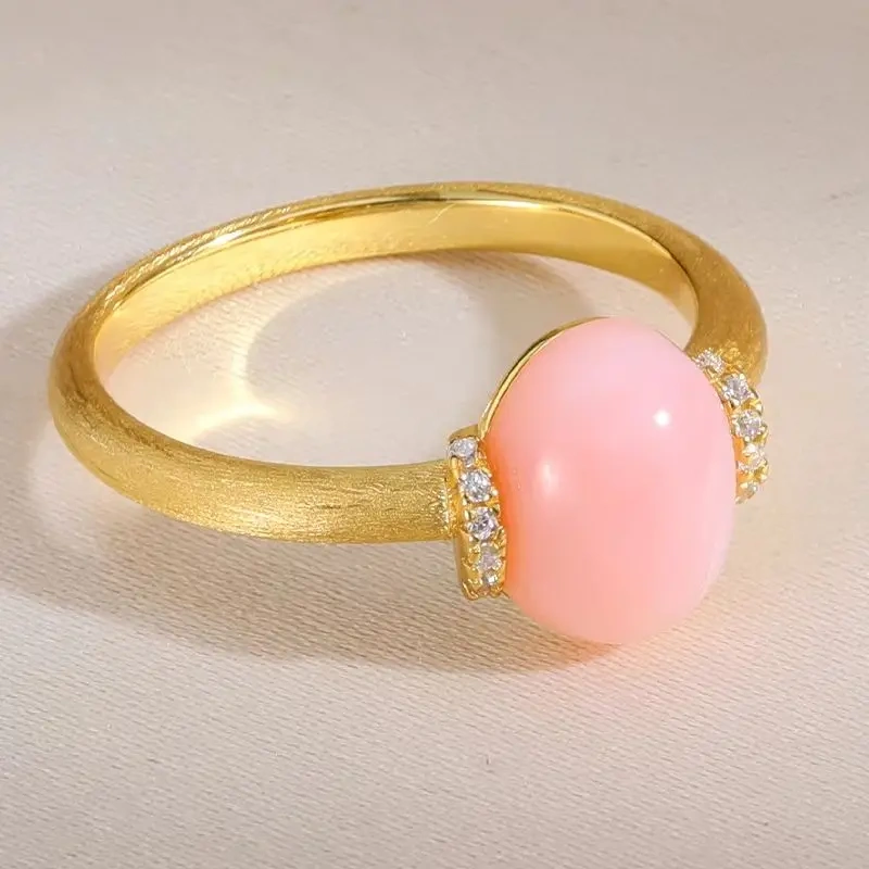 Mushan Luxury Brand 18K Gold Plated Brushed Gold Gemstones Ring Cat Eye Stone Zircon 925 Sterling Silver Rings Fine Jewelry