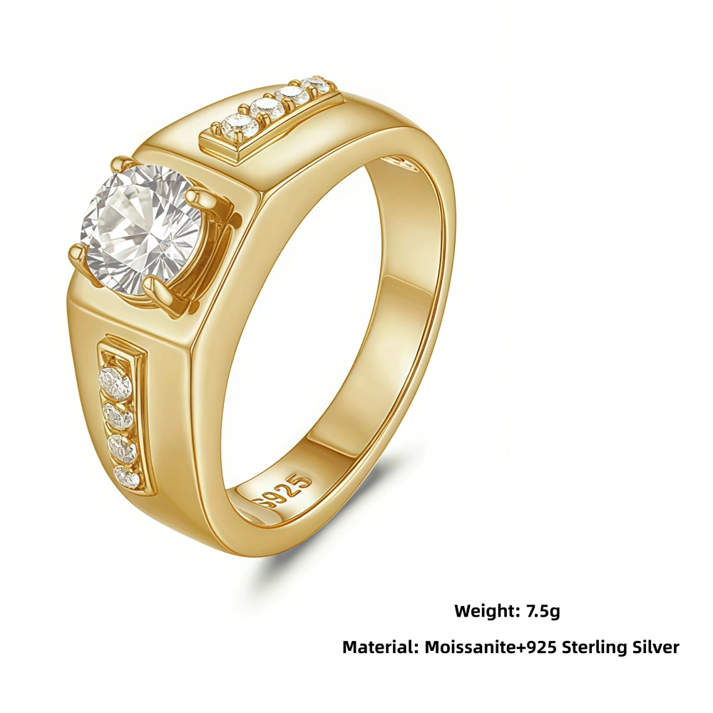 Veeie Veein Luxury Brand S925 Sterling Silver 1-Carat Moissanite GRA Certificate Ring Niche Accessory For Men Jewelry