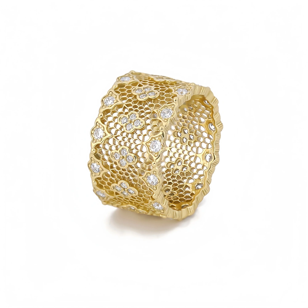 Mushan Luxury Brand The New S925 Sterling Silver Lace Ring, A Wide Version For Women, Is A Live-Streaming Bestseller