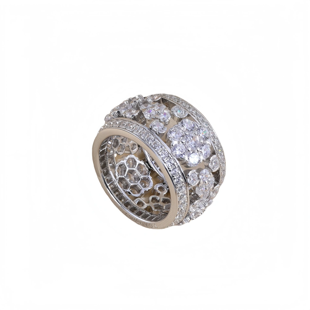 Mushan Luxury Brand Snow Flake Flower Zircon Ring 925 Sterling Silver Rings Fashion Jewelry Accessories