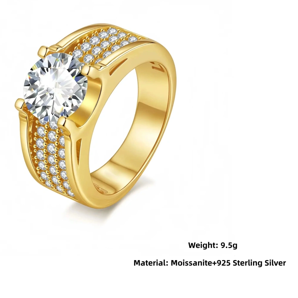 Veeie Veein Brand Designer S 925 Sterling Silver  2-Carat Ring Stone Hip-Hop 3-Carat Men GRA Certificate Ring Jewelry
