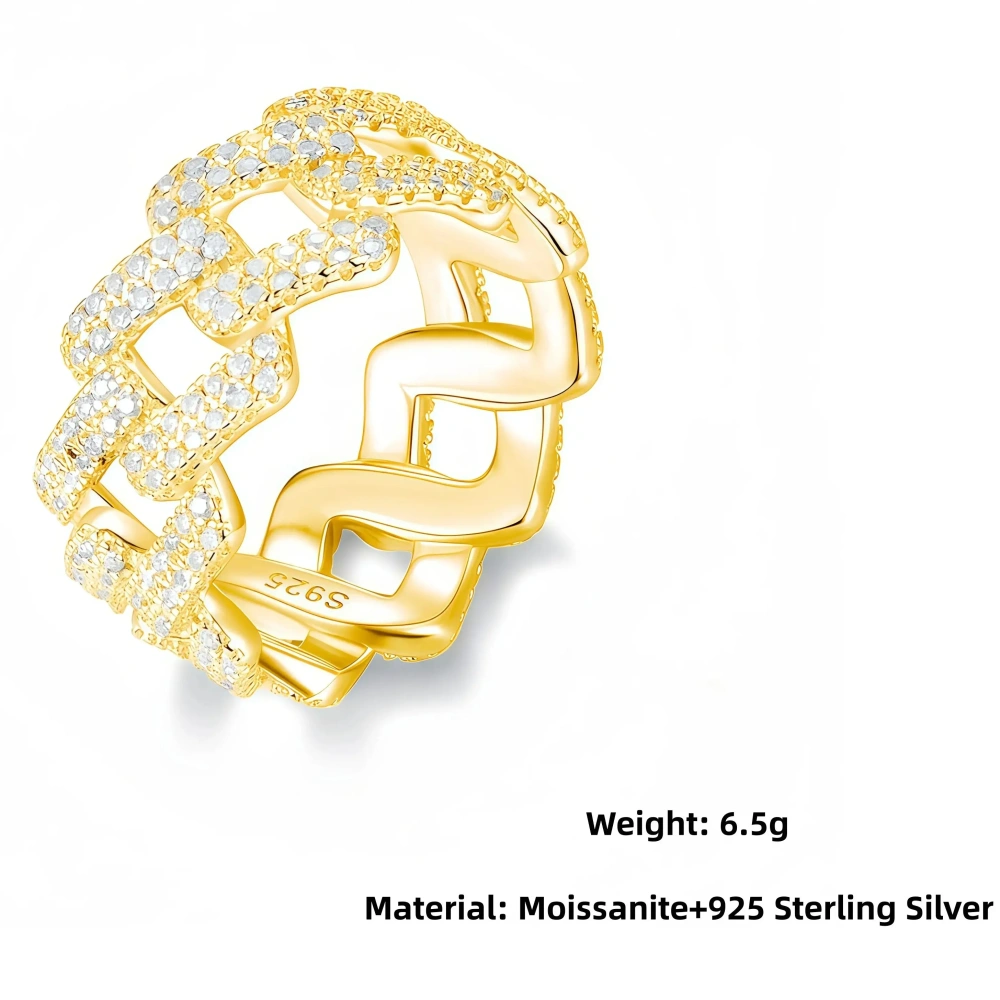 Veeie Veein Brand Luxury Brand Designer S 925 Sterling Silver Ring Stone Hip-Hop Chain Cuban Women GRA Certificate Ring Jewelry