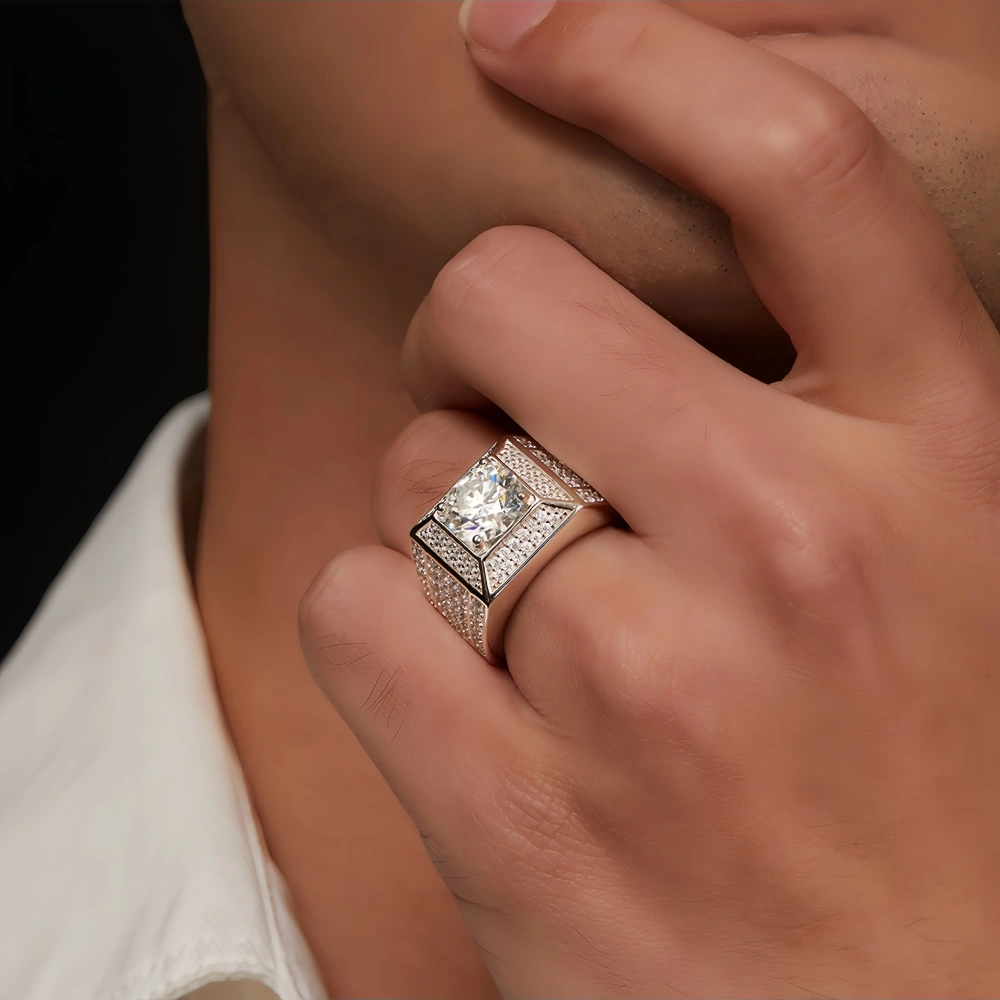 Veeie Veein Luxury Brand Designer High Quality Designer S 925 Sterling Silver Ring Stone 2-Carat Men GRA Certificate Ring