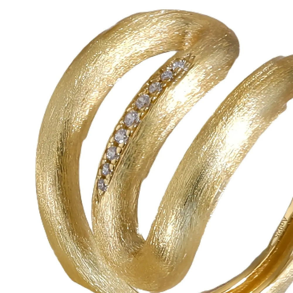 Mushan Luxury Brand Lrregular Shaped Diamond Studded Ring 18K Gold Plated Zircon Diamond 925 Sterling Silver Rings Fine Jewelry