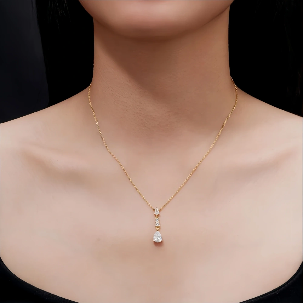 Veeie Veein Luxury Brand Necklace S925 Sterling Silver Pendant Set With Teardrop-Shaped Women Moissanite Necklace Jewelry