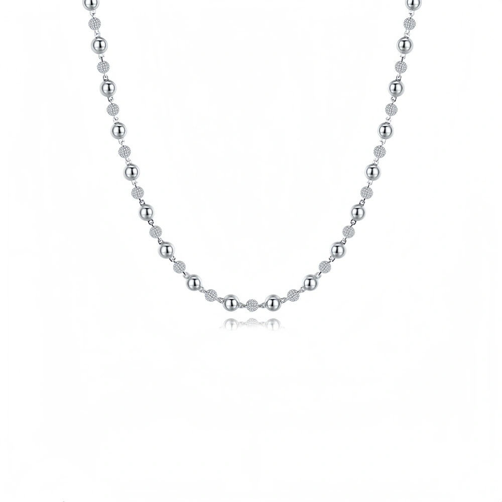 Veeie Veein Brand S925 Sterling Silver Moissanite Necklace With Silver Round Beads Is Fashion GRA Certificate Necklace Jewelry