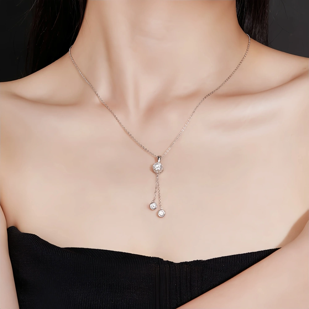 Veeie Veein Luxury Brand Moissanite Necklace S925 Sterling Silver Irregular Tassel Pendant Classic  Women Necklace Jewelry