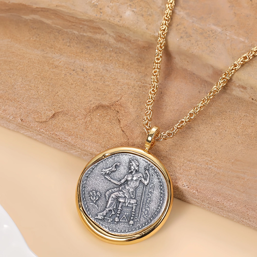 Mushan Luxury Brand S925 925 Sterling Silver Hercules Ancient Coin Necklace 18k Gold Plated Necklaces Fine Jewelry