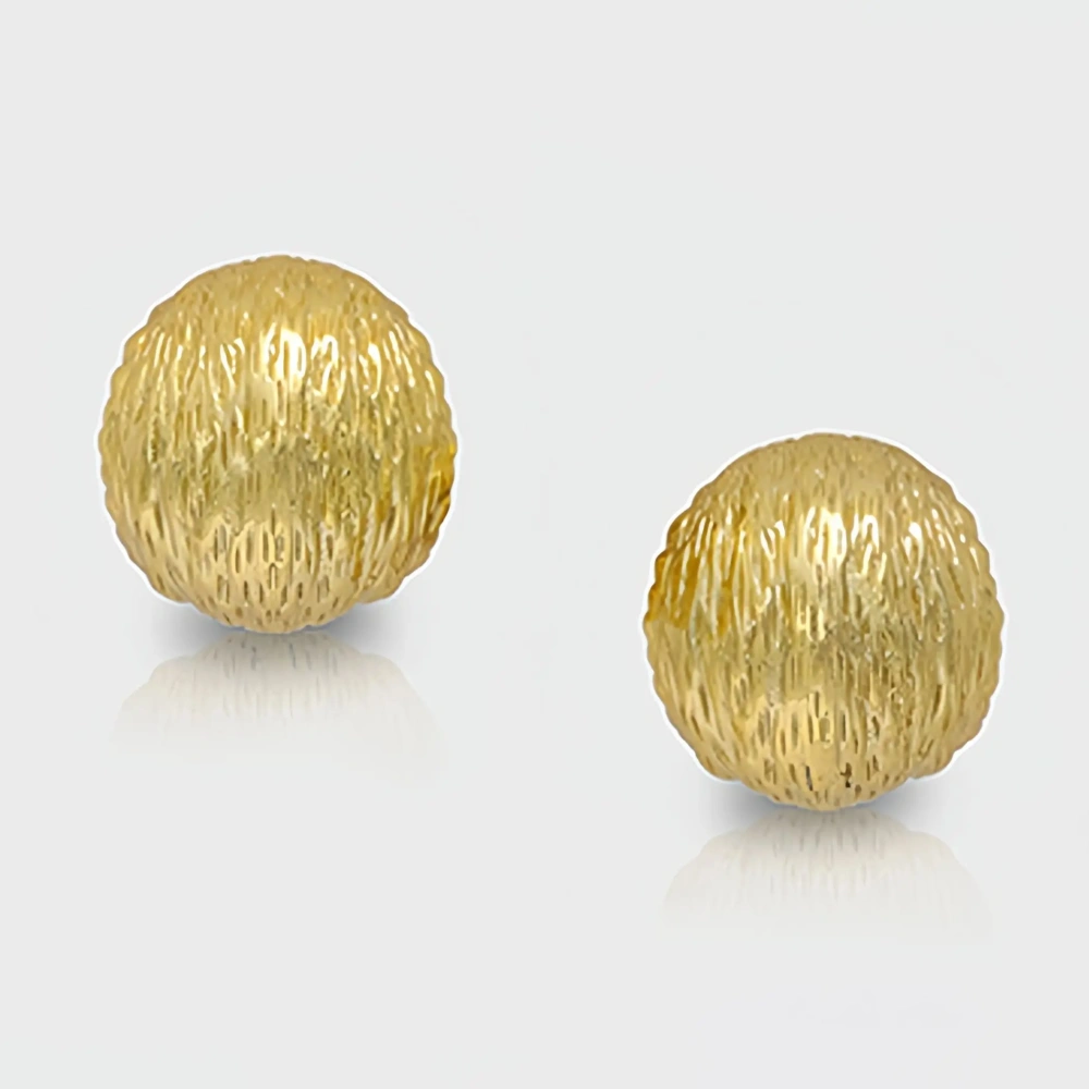 MuShan Luxury Brand Brushed Gold Semi Circular C Chaped Earrings 18K Gold Plated 925 Sterling Silver Stud Earrings Jewelry