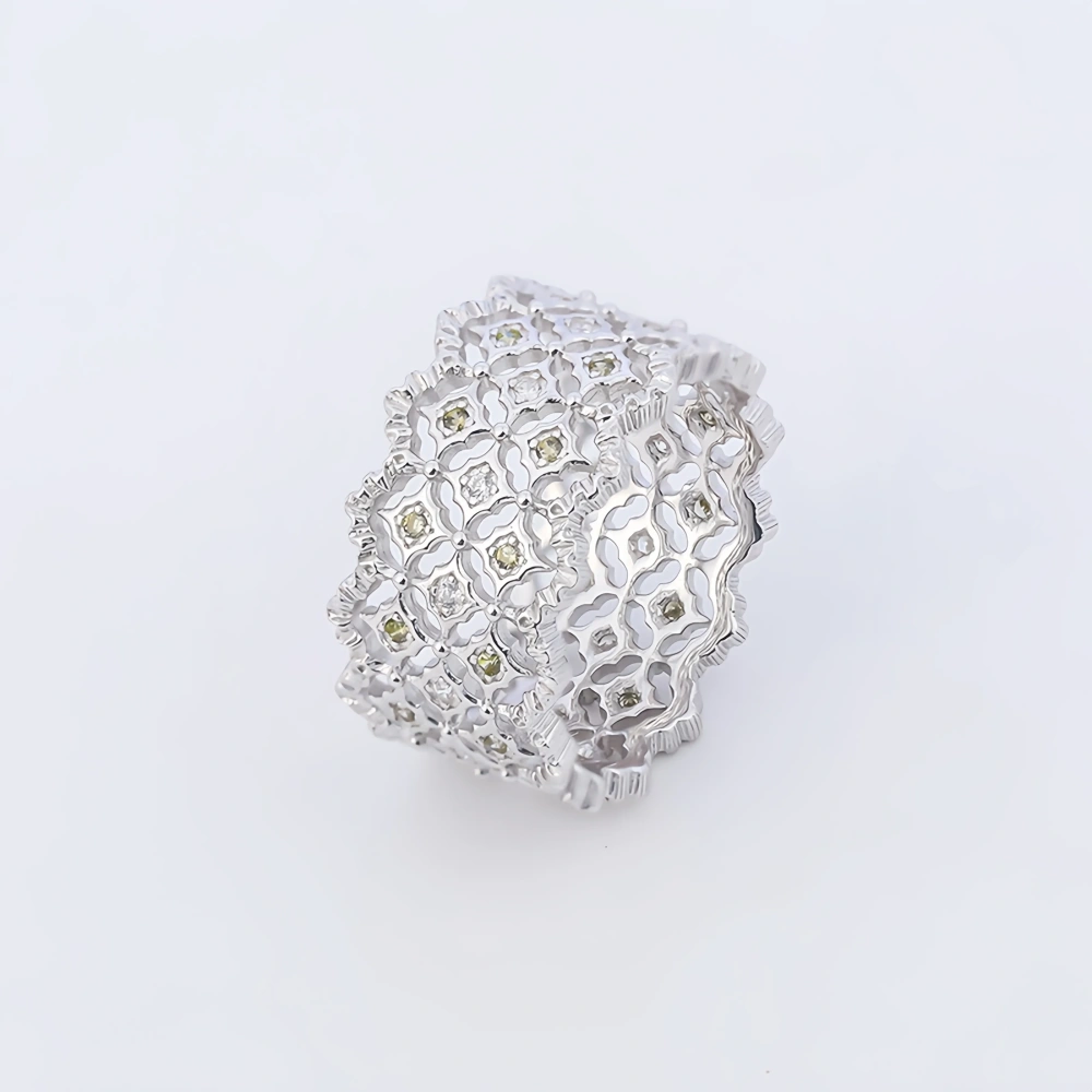 Mushan Luxury Brand Diamond Studded Lace Hollow Ring Lab Grown High Carbon Diamond Zircon 925 Sterling Silver Rings Fine Jewelry