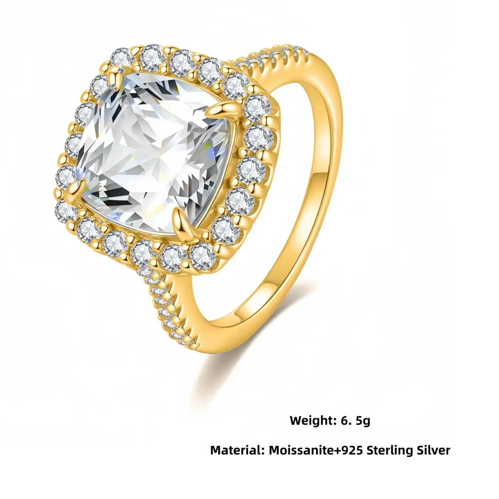 Veeie Veein Luxury Brand S925 Sterling Silver Inlaid Moissanite Ring Female Four Claw 5 Grams GRA Certificate Ring Jewelry