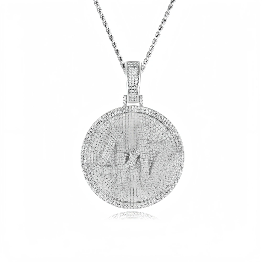 Veeie Veein Luxury Brand S925 Sterling Silver Fully Set Moissanite Necklace With Digital Disc Pendant Necklace Jewelry