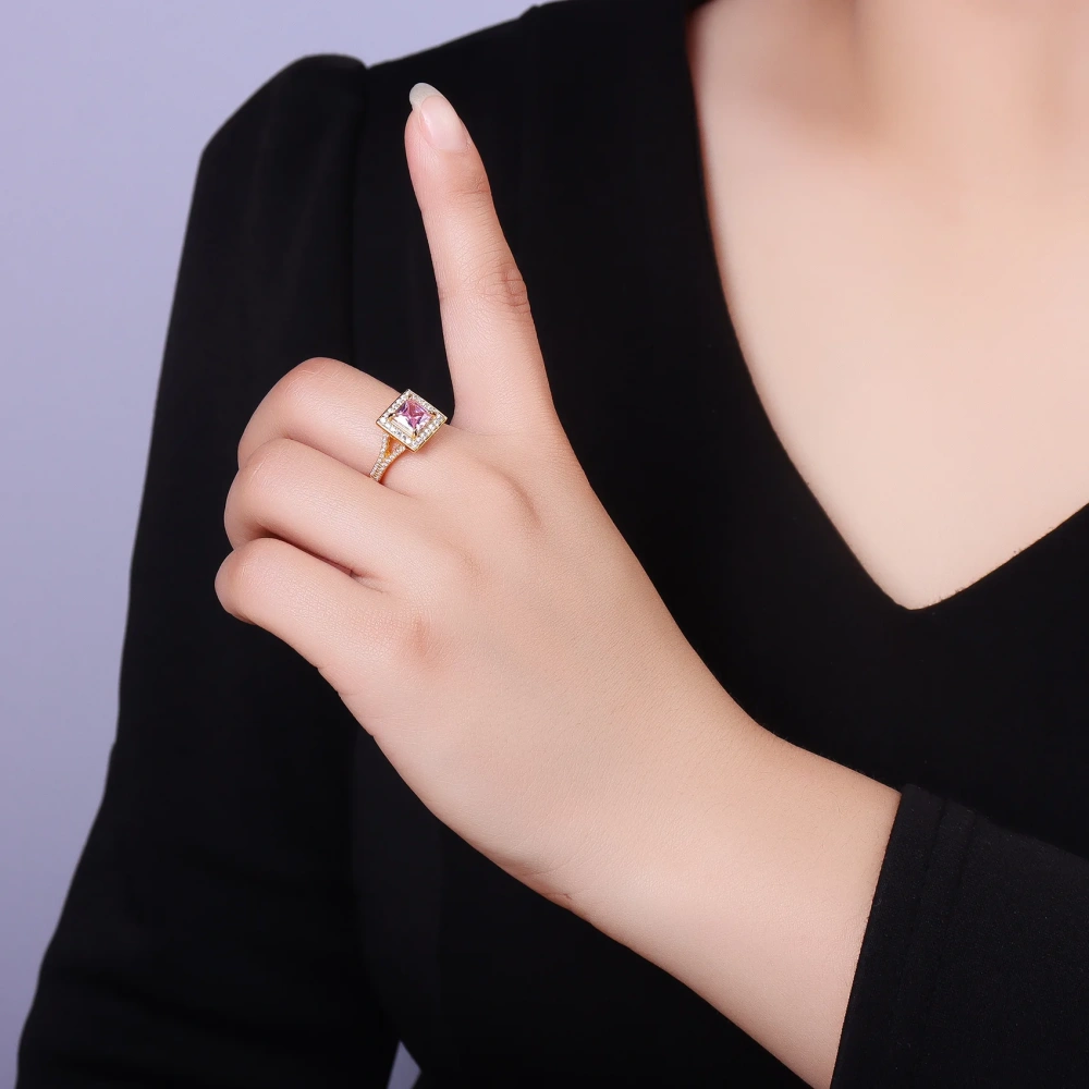 Veeie Veein Luxury Brand The S925 Pure Silver Princess Square 1-Carat Moissanite Women Ring GRA Certificate  Ring Jewelry