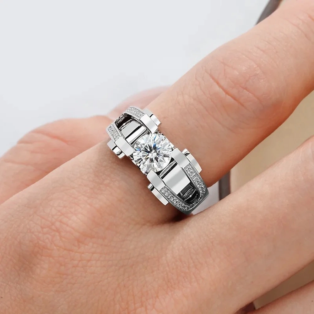 Veeie Veein Luxury Brand S925 Sterling Silver 2-Carat Moissanite Ring Men'S Hip-Hop Accessory GRA Certificate  Ring Jewelry