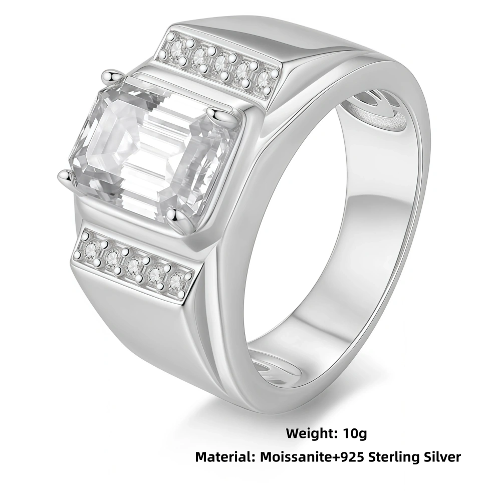 Veeie Veein Luxury Brand High Quality S925 Sterling Silver Ring 3-Carat Emerald-Cut Ring GRA Certificate  Ring Jewelry
