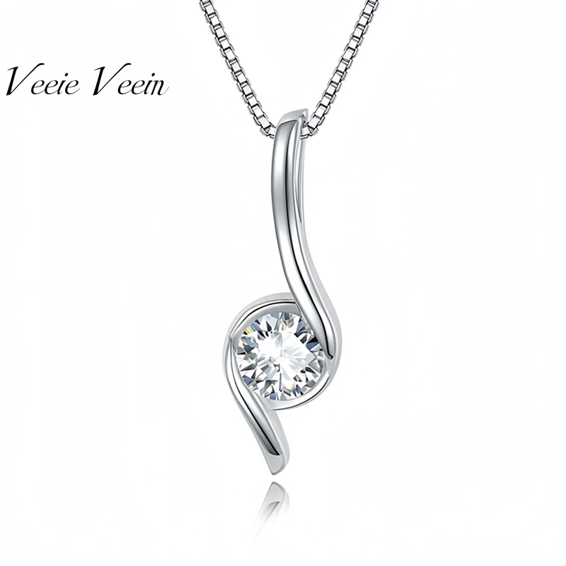 Veeie Veein Luxury Brand Real 925 Sterling Silver Necklace Pendant Moissanite Diamond Collar Necklace Pendants For Women Jewelry