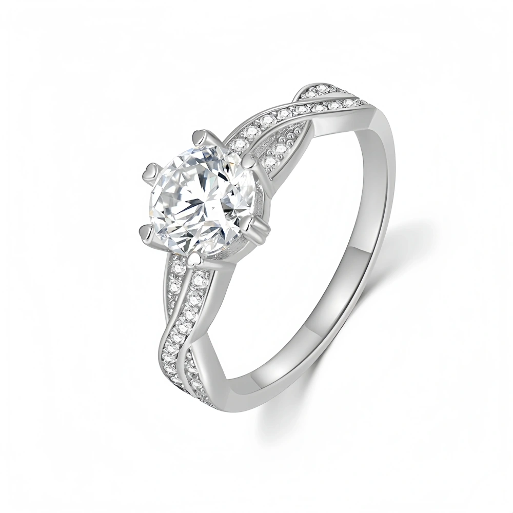 Veeie Veein Brand Newest Women S 925 Sterling Silver Ring Six-Prong 1-Carat Moissanite GRA Certificate Ring Jewelry