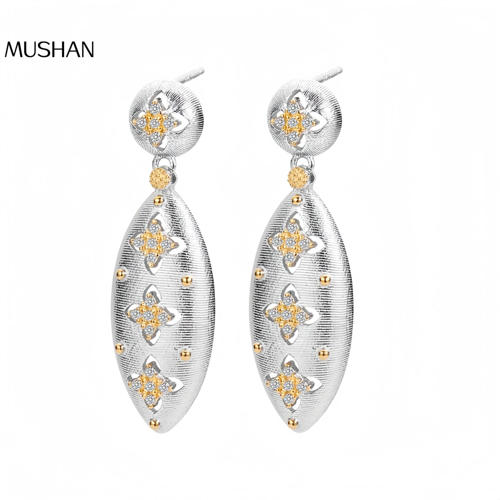 Mushan Luxury Brand S925 Sterling Silver Clover Stud Earrings, A Unique And High-End Italian Earring For Women