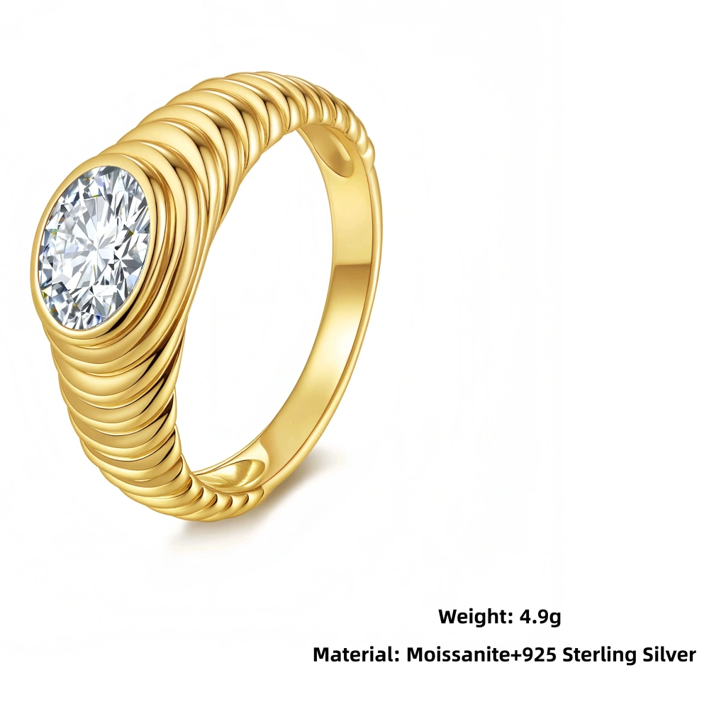 Veeie Veein Luxury Brand Hot Sales S925 Sterling Silver Ring With Moissanite  6*8 Oval Ring Women'S Thread Ring Jewelry