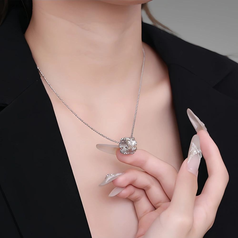 Mushan Luxury Brand Retro S925 Sterling Silver, Italian Brushed Finish, Ginkgo Leaf Gold Pendant For Women