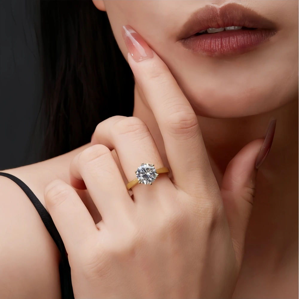 Veeie Veein Luxury Brand High Quality 1-2-3 Carat Claw Inlay Moissanite GRA Certificate Ring S925 Sterling Silver Jewelry
