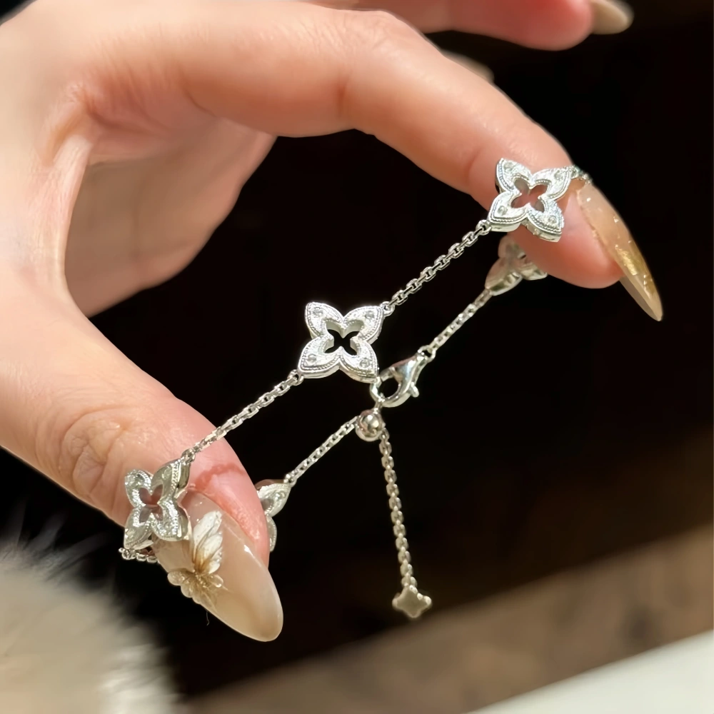 Mushan Luxury Brand Light Luxury High-Quality Heavy Industry Four-Leaf Clover S925 Silver And Gold-Plated Two-Color Necklace